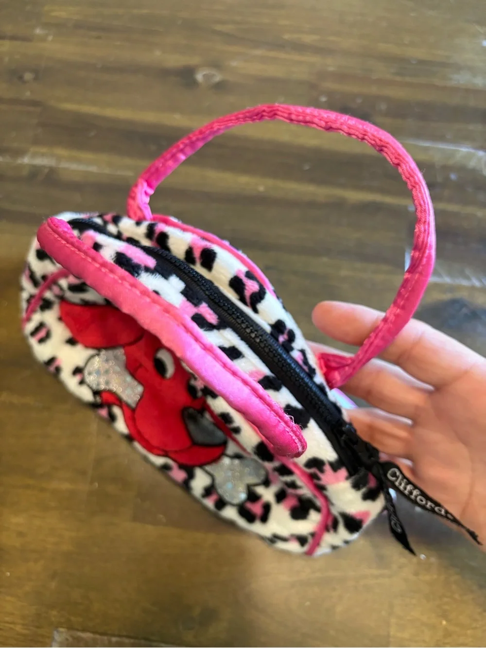 Vintage Clifford The Big Red Dog Pink Leopard Plush Mini Purse Douglass Toys Y2K